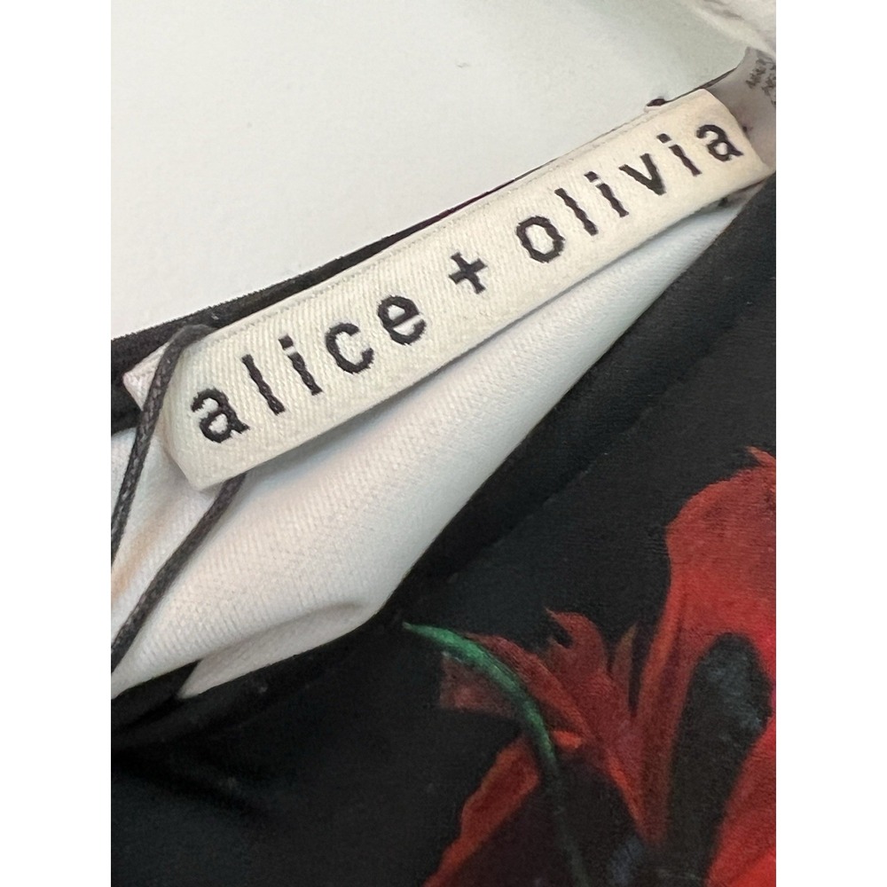 NWT Alice + Olivia Wynell A-line Mini Dress Black Floral Sleeveless Size 2 - Picture 5 of 13